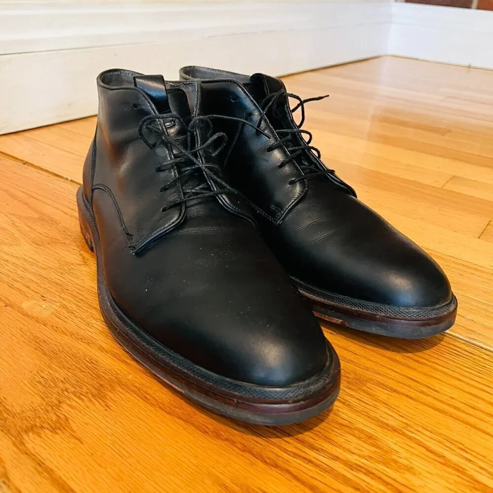 COLE‎ HAAN Grand Boot Black Leather Size 10.5 M Mens Ankle Lace Up Chukka Boots